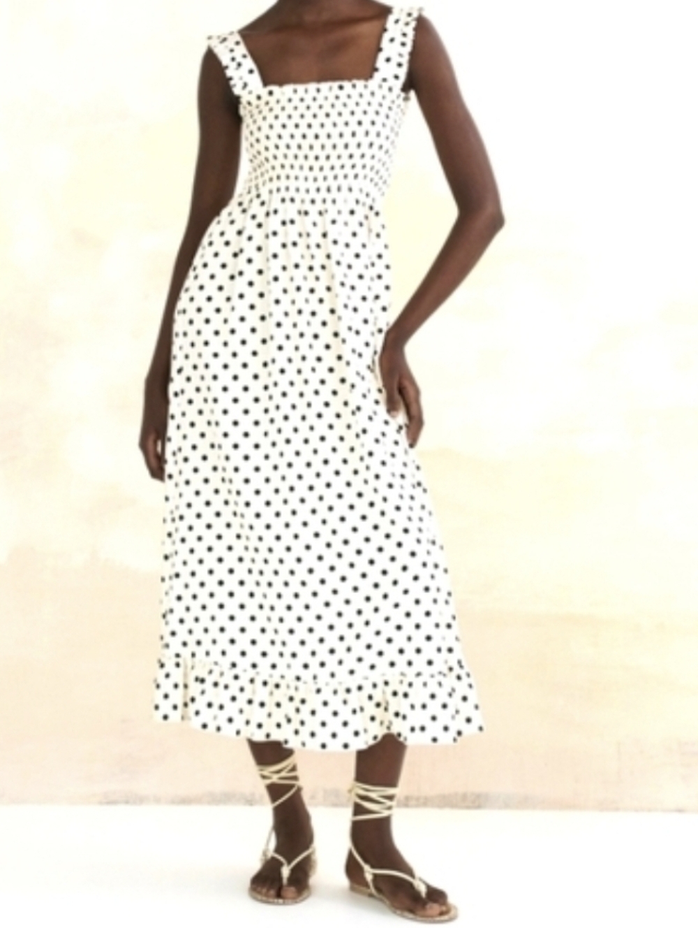 ZARA Cream and Black Patterned Maxi Dress...SIZE:XS